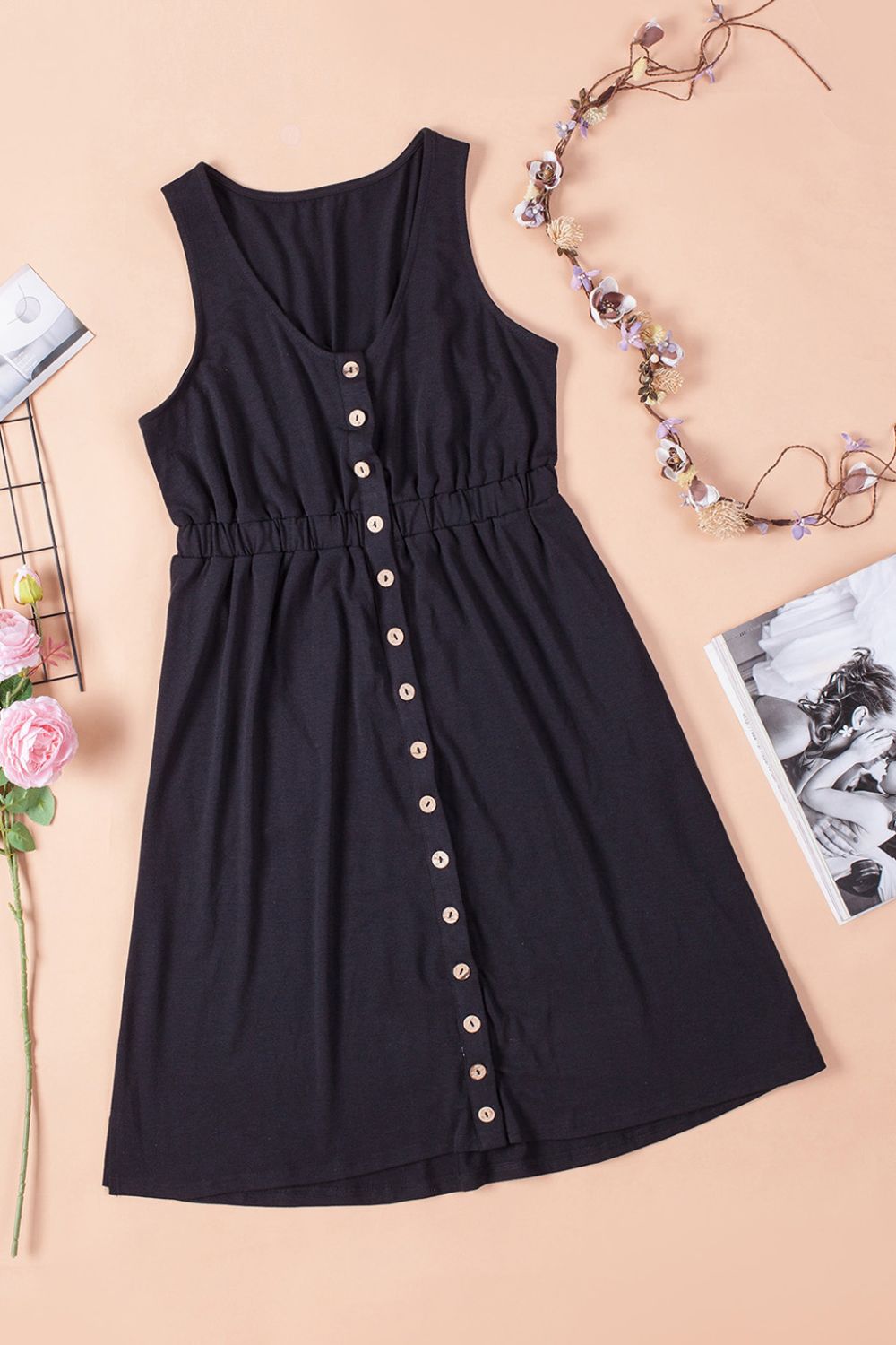 Sleeveless Button-Down Everyday Dress