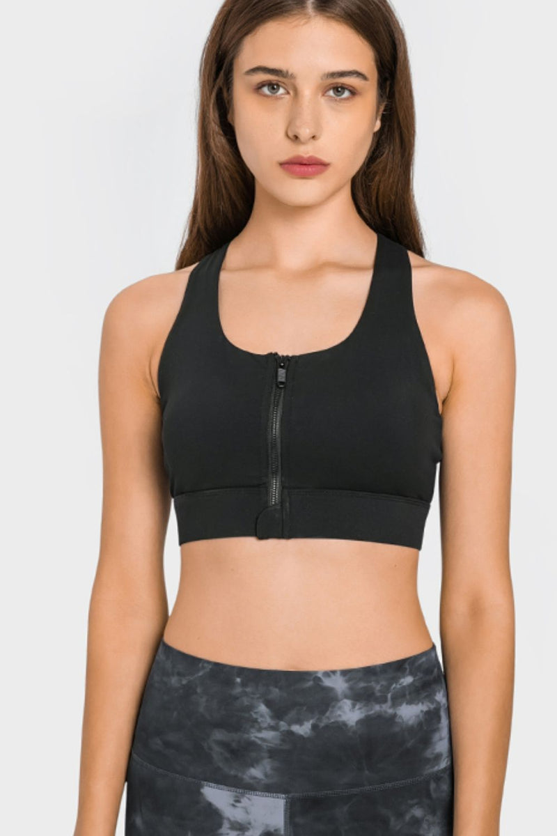 Racerback Zip Sports Bra