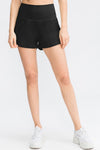 Wide Waistband Sports Shorts with Rear Pocket