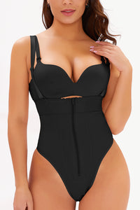 No Show Adjustable Strap Zip-Up Shape & Sculp Body Suit