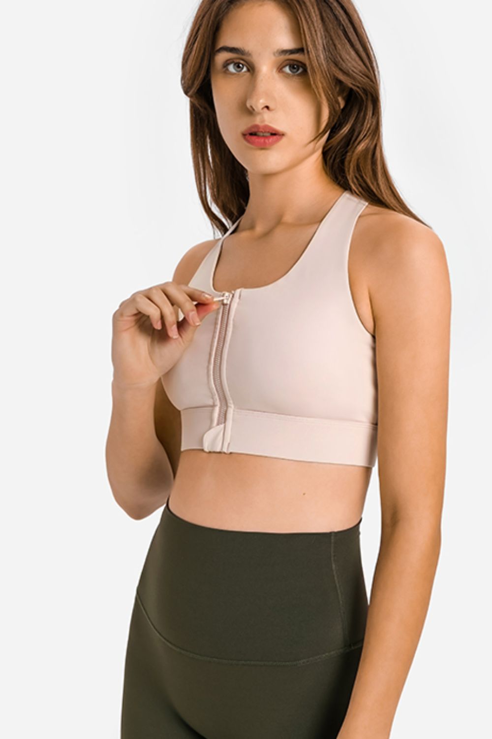 Racerback Zip Sports Bra