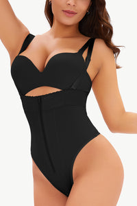 No Show Adjustable Strap Zip-Up Shape & Sculp Body Suit