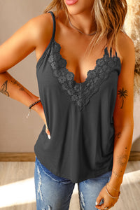 Lace Embroidered V-Neck Cami Top