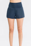 Wide Waistband Sports Shorts with Rear Pocket