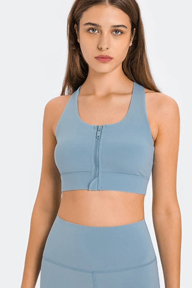 Racerback Zip Sports Bra