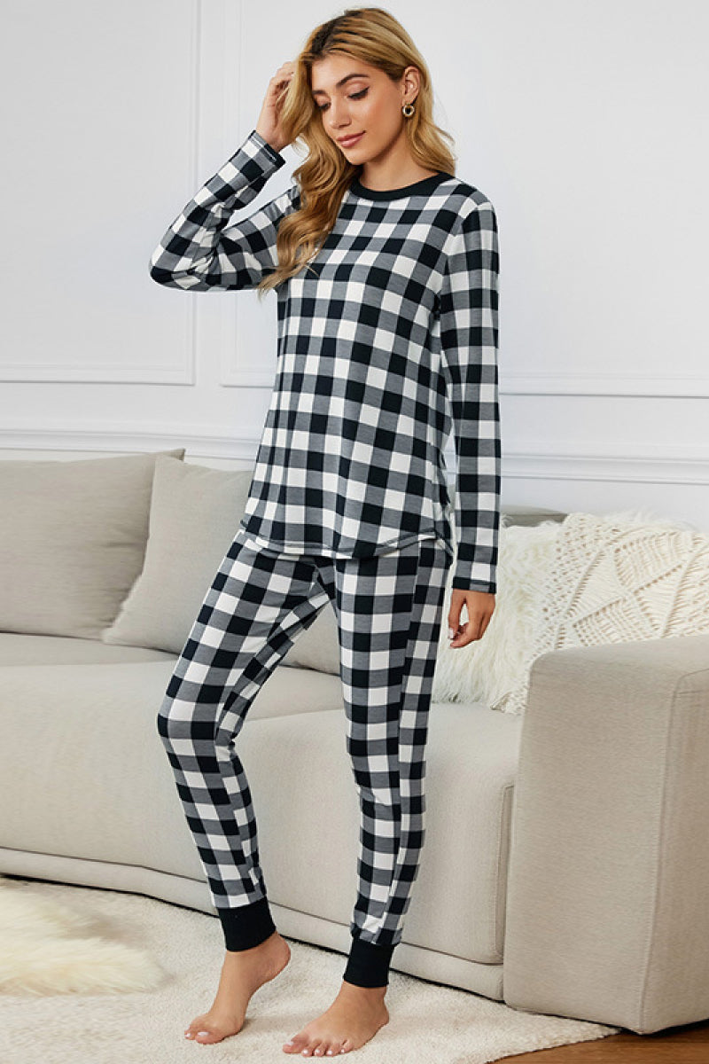 Plaid Tee & Pants Lounge / Pajama Set