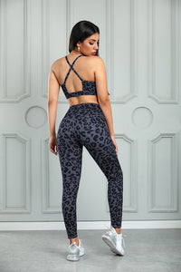 Leopard Print Cutout Sports Bra and Leggings Set