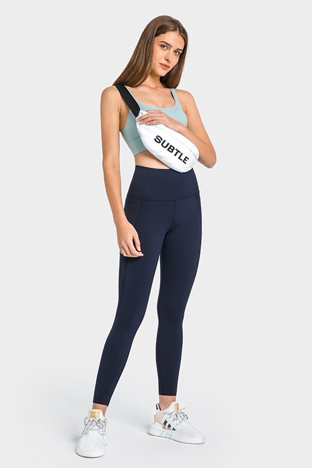 SEAMED High-Waisted Ankle Length Leggings with Pockets