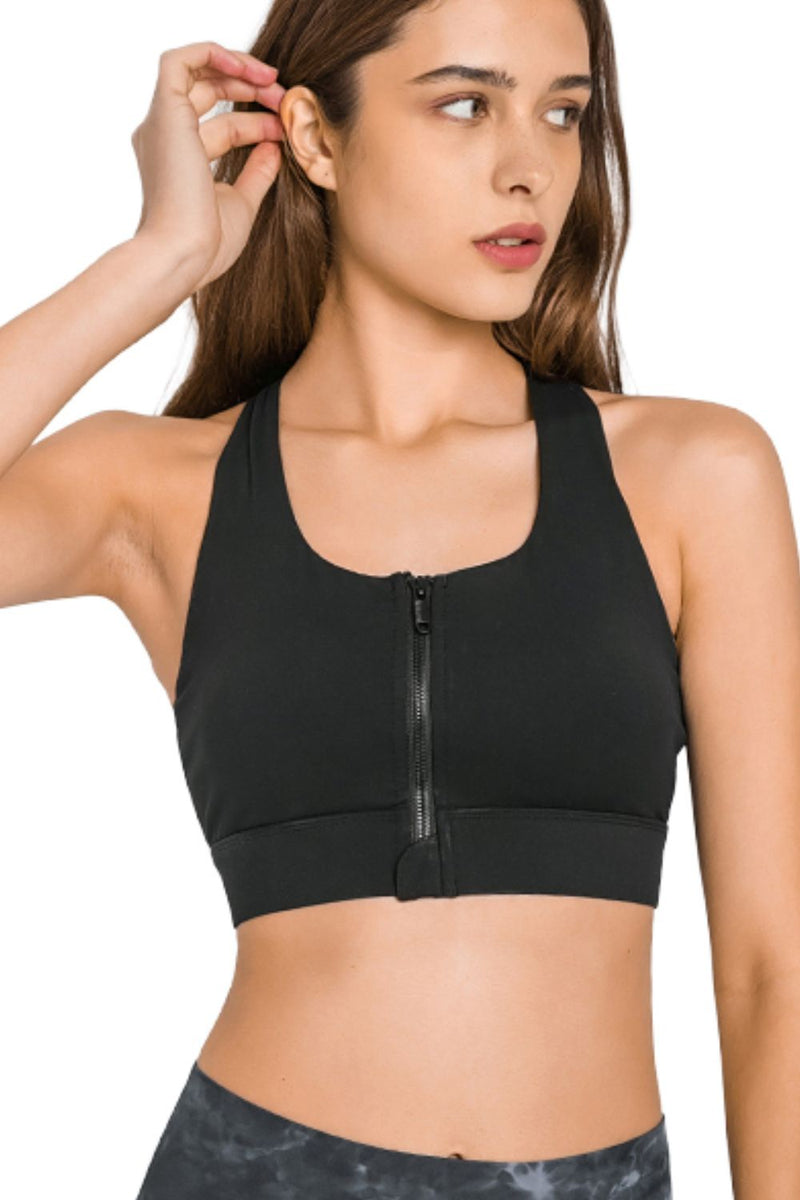 Racerback Zip Sports Bra