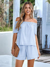 Textured Off-Shoulder Top and Shorts Set