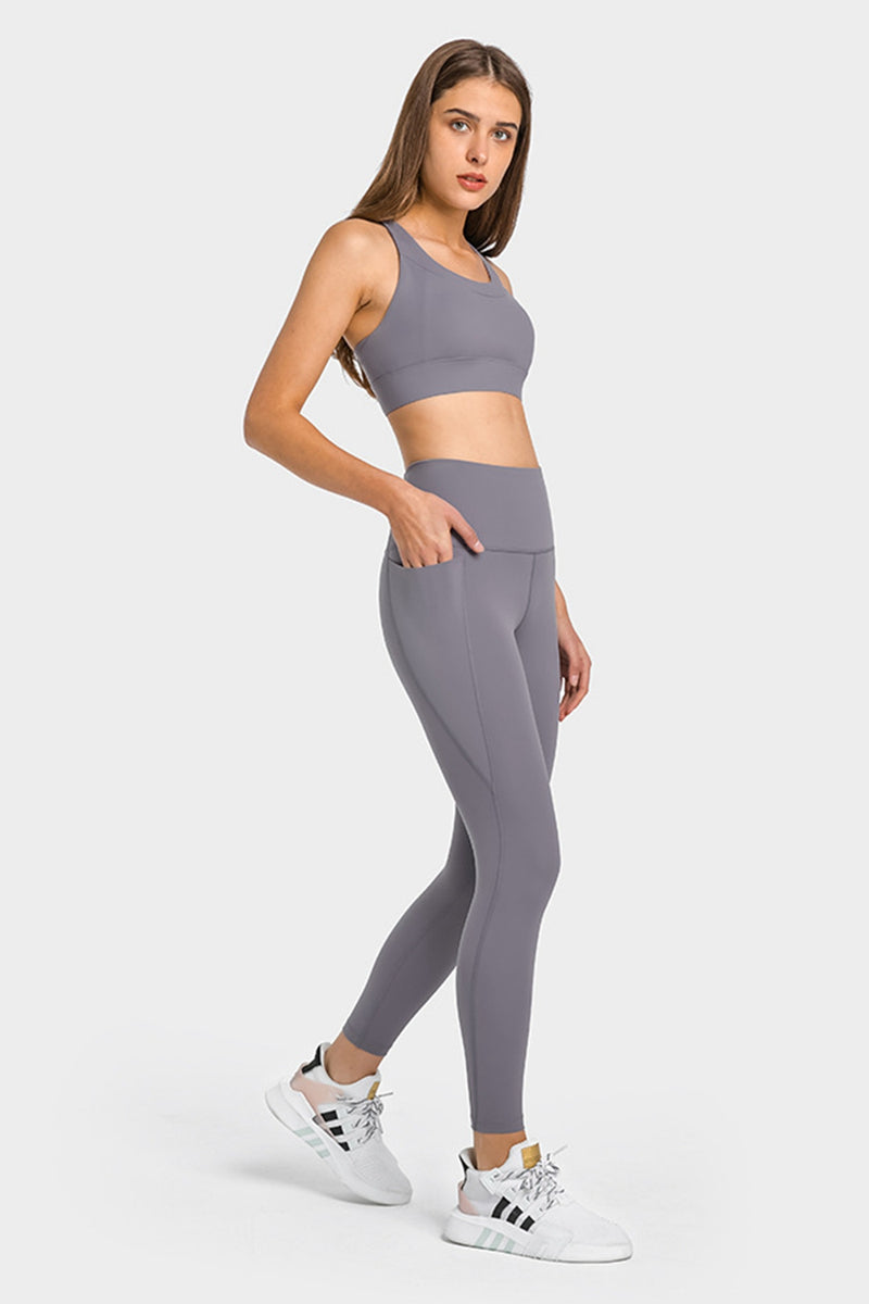 SEAMED High-Waisted Ankle Length Leggings with Pockets