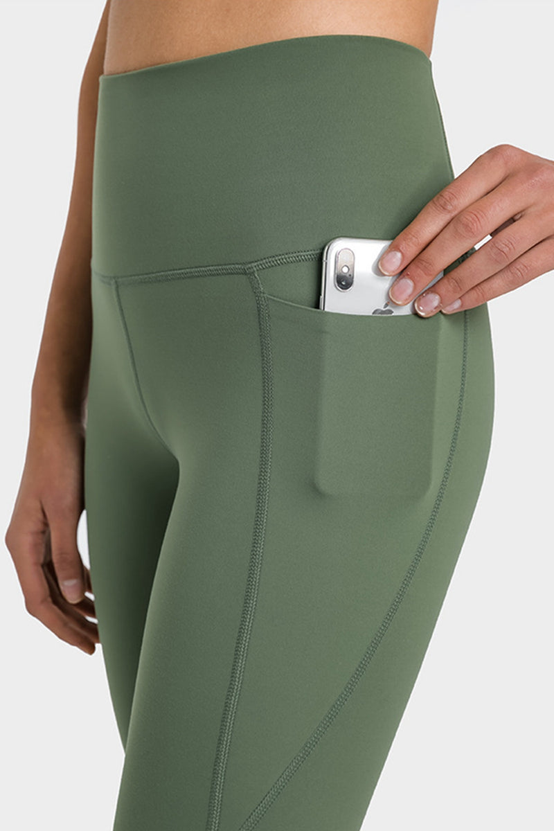 SEAMED High-Waisted Ankle Length Leggings with Pockets