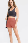 Wide Waistband Sports Shorts with Rear Pocket