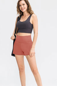 Wide Waistband Sports Shorts with Rear Pocket