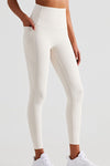 WHITE / KHAKI Performance Leggings With Pockets