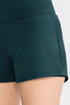 Wide Waistband Sports Shorts with Rear Pocket