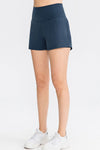 Wide Waistband Sports Shorts with Rear Pocket