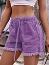 Drawstring Hem Denim Shorts